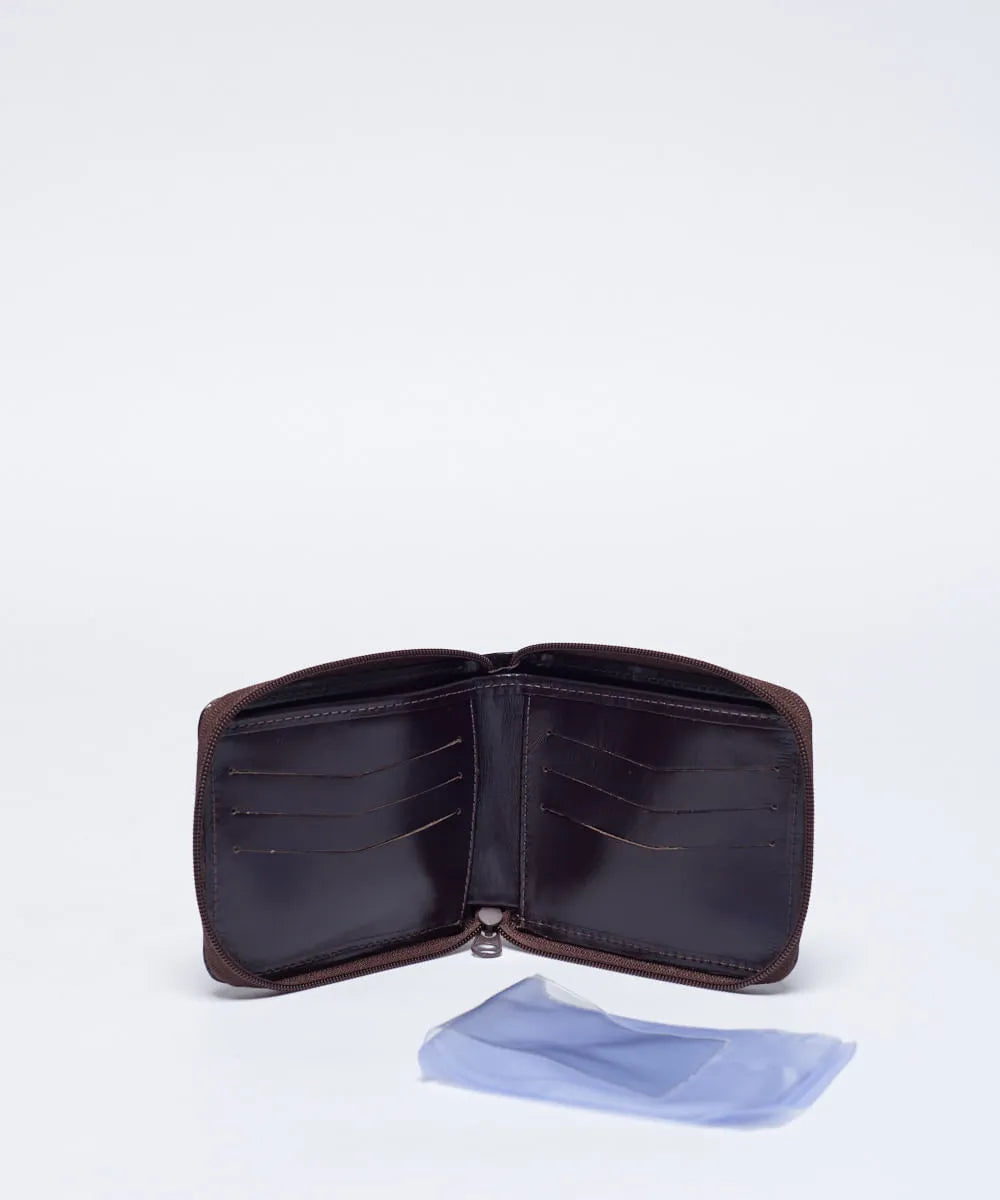 Brieftasche mit Reißverschluss – Kaffee