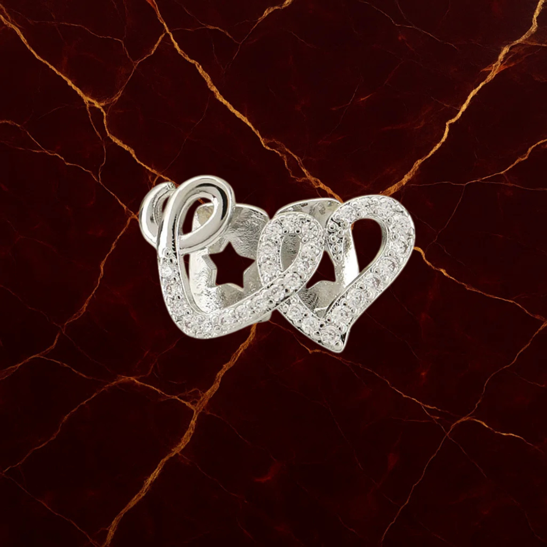 Iced Double Heart Tooth Grillz