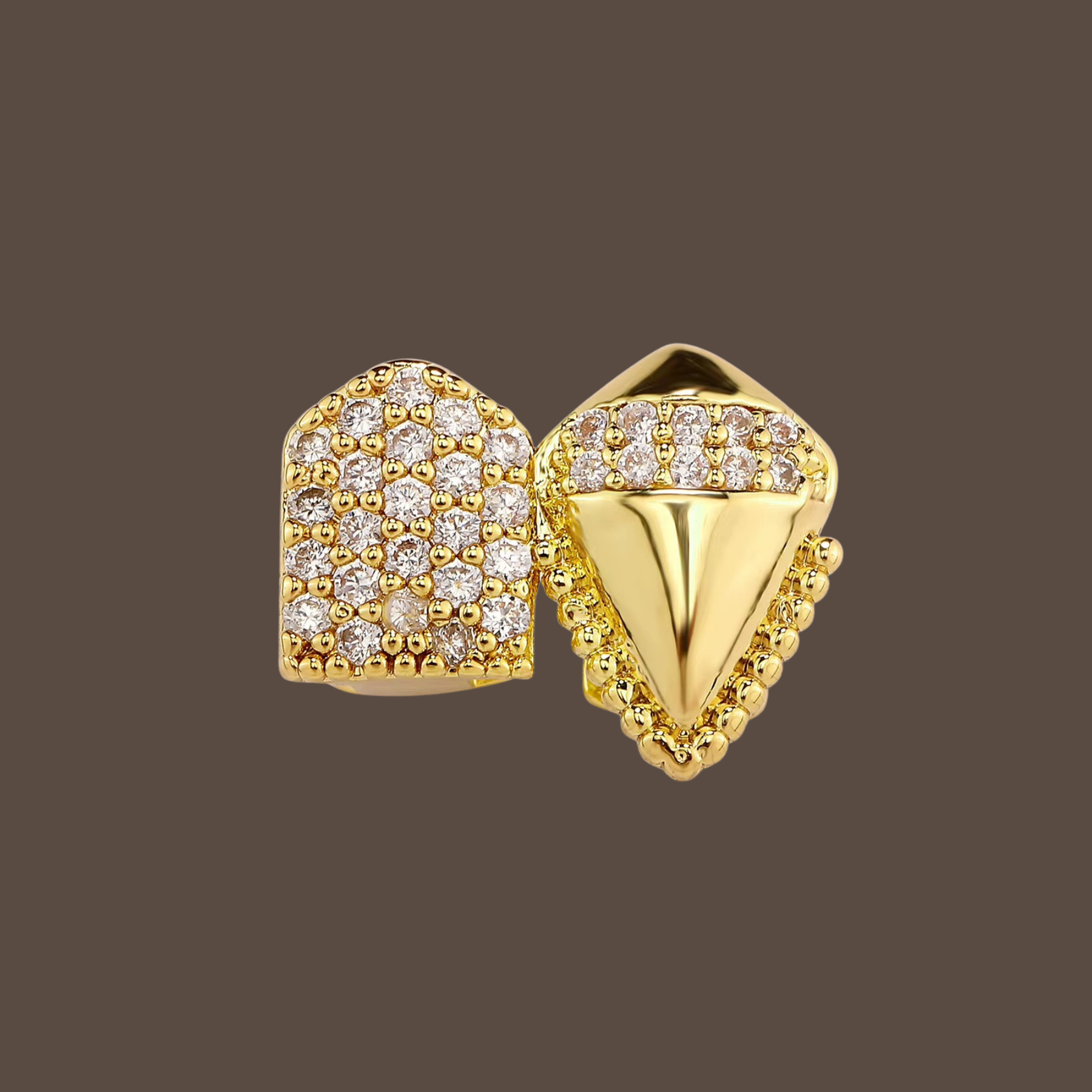 Iced Dual Tooth Canine Grillz